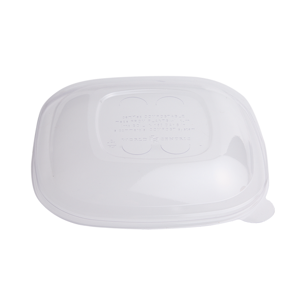 Lid - 24-48 oz Fiber Square Bowls, Clear PLA, Vented
