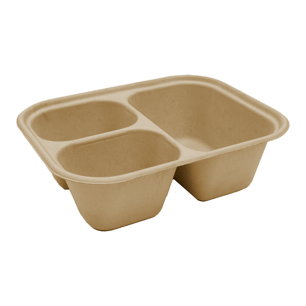 10x7.5x3" (48 oz) Fiber Container, 3-Compt