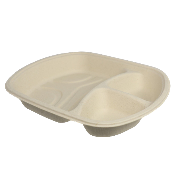 9x8x1.5" Fiber Nacho Tray, 3-Compt