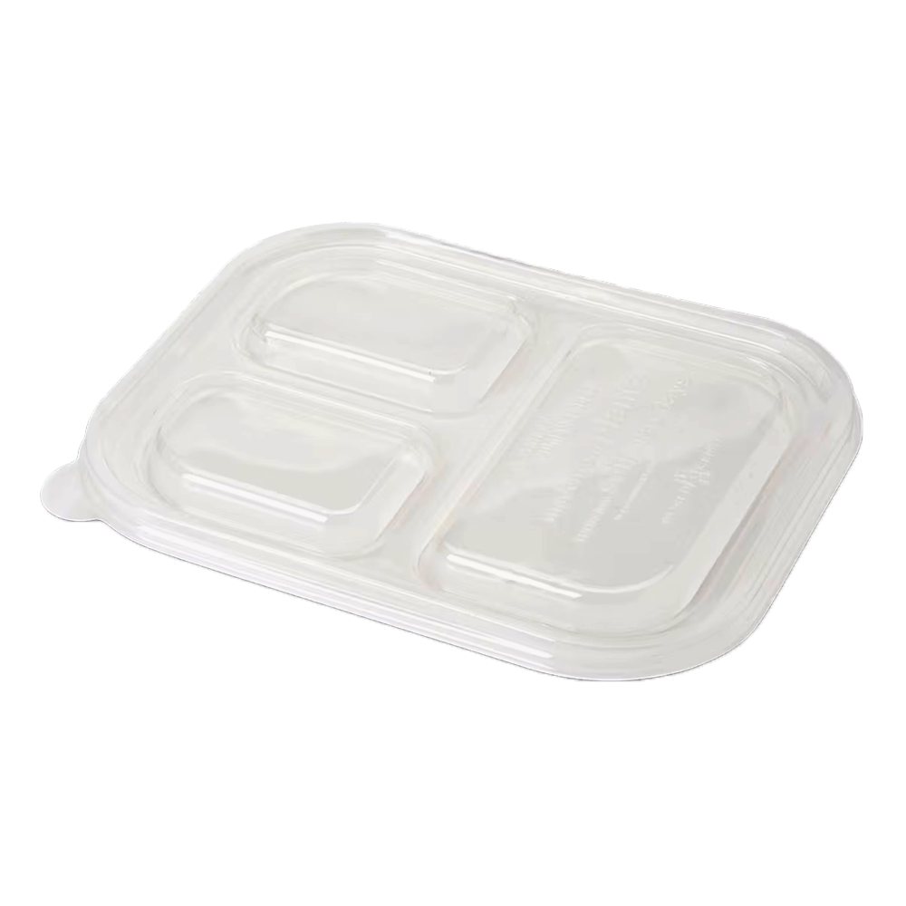 Lid - 10x7.5" Fiber Containers, Clear PLA, 3-Compt