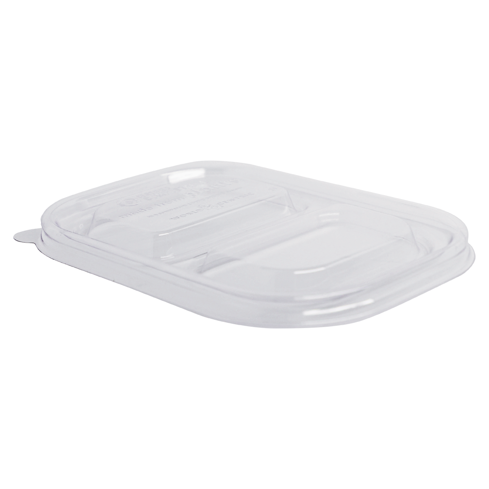 Lid - 8x6" Fiber Containers, Clear PLA, 2-Compt