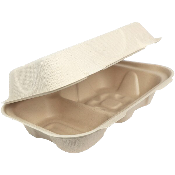 9x6x3” Fiber Hinged Hoagie Box, 2-Compt