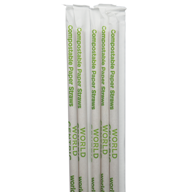 8" Kraft Paper Straw, Wrapped
