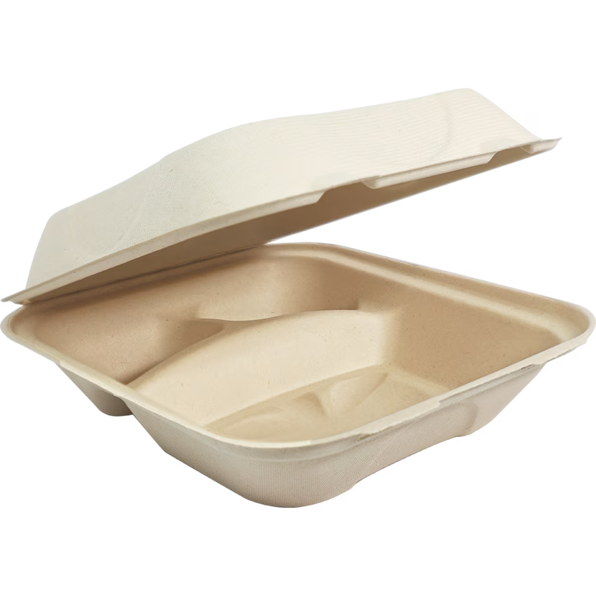 8x8x3" Fiber Clamshell, 3-Compt, Laminated
