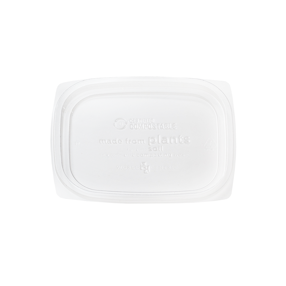 Lid - 8-16 oz Rectangular Deli Containers, Clear PLA