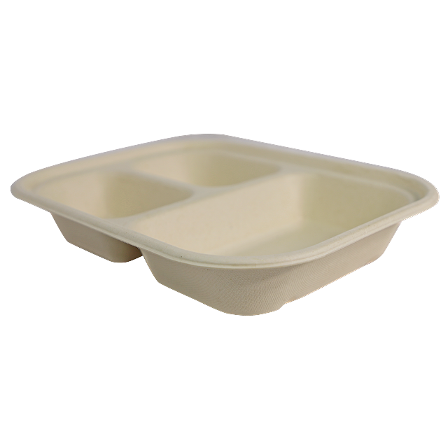 10x7.5x1.5" (29 oz) Fiber Container, Laminated, 3-Compt