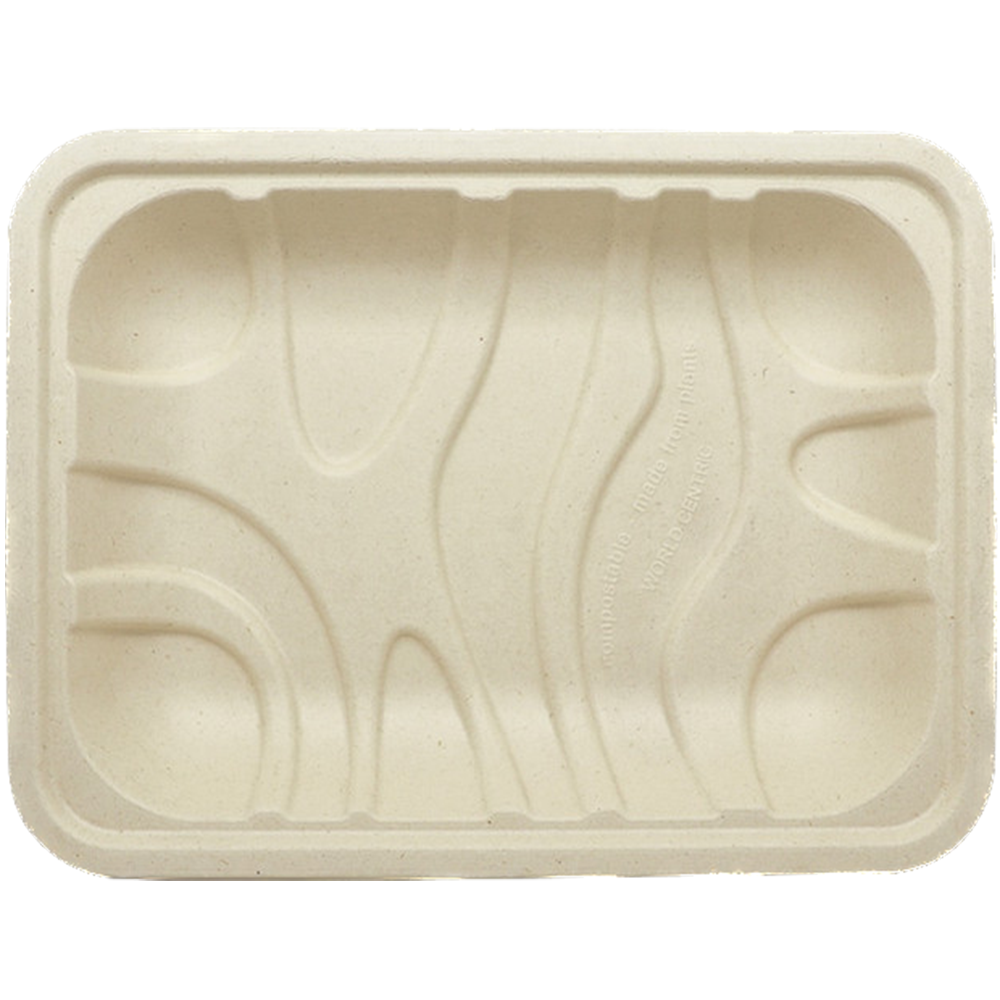 9.25x7.25x1.25” 4P Meat and Produce Fiber Tray