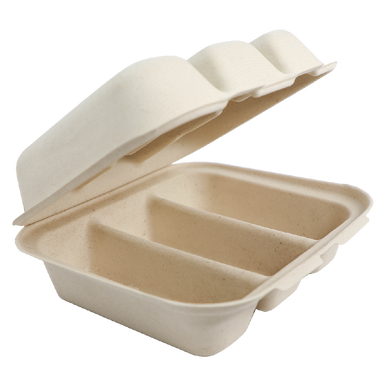 8x7x3" Fiber Taco Box, 3-Compt