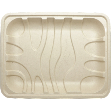10.5x8.2x1.25” 8P Meat and Produce Fiber Tray, Laminated