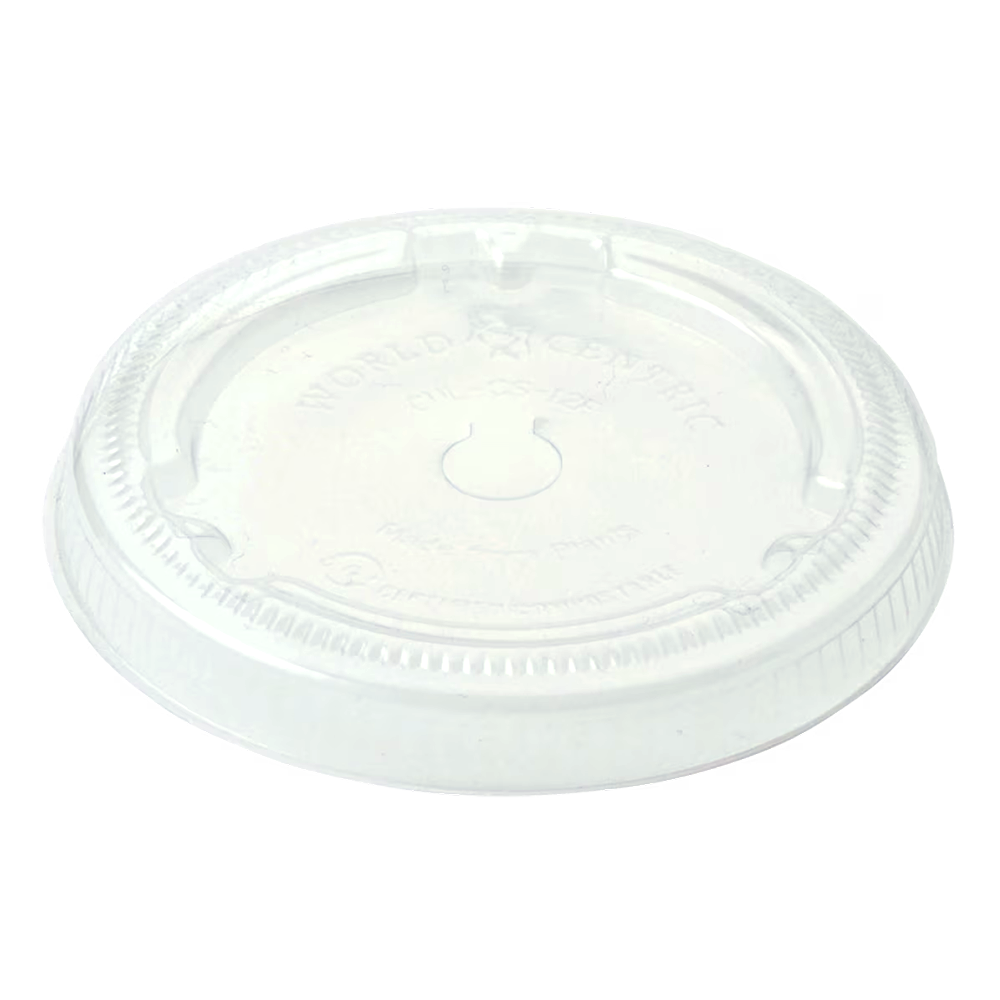 Lid with Straw Hole - 12-22 oz Paper Cold Cups, Clear PLA
