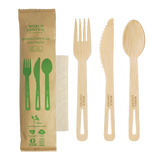 6.7" Bamboo Assorted Cutlery with Napkin, Wrapped