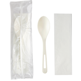 6" TPLA Cutlery Set (Spoon, Napkin), Wrapped