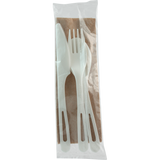 6" Assorted TPLA Cutlery with Napkin, Wrapped