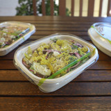 Lid - 8x6" Fiber Containers, Clear PLA, Stripe