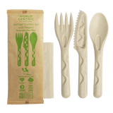 6” Assorted Fiber Cutlery with Napkin, Wrapped