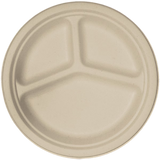 10" Fiber Round Plate, 3-Compt
