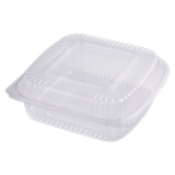 8x8x3" (46 oz) Hinged Clamshell, Clear PLA