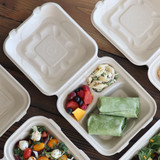8x8x3" Fiber Clamshell, 3-Compt, Laminated