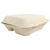 9x9x3" Fiber Clamshell, 3-Compt