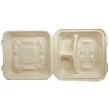 9x9x3" Fiber Clamshell, 3-Compt