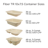 10x7.5x1.5" (29 oz) Fiber Container, Laminated, 3-Compt