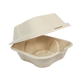 6x6x3" Fiber Hinged Burger Box, Laminated
