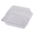 7x7x3" (24 oz) Hinged Clamshell, Clear PLA