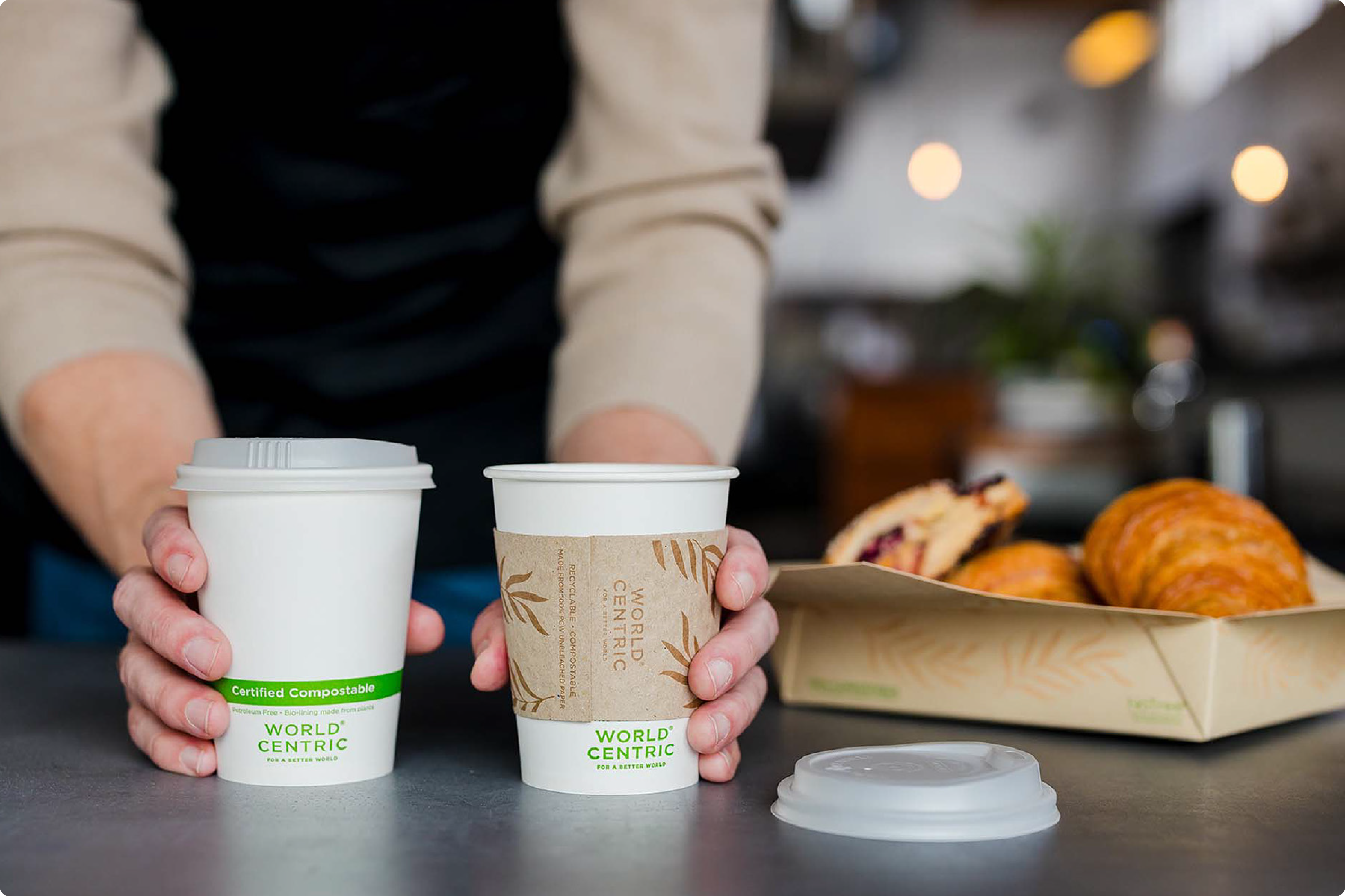 World Centric compostable cups and lids