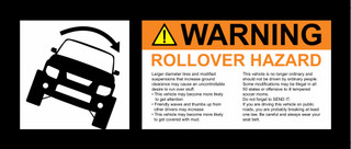 Honda Element large ROLLOVER Warning dash sticker