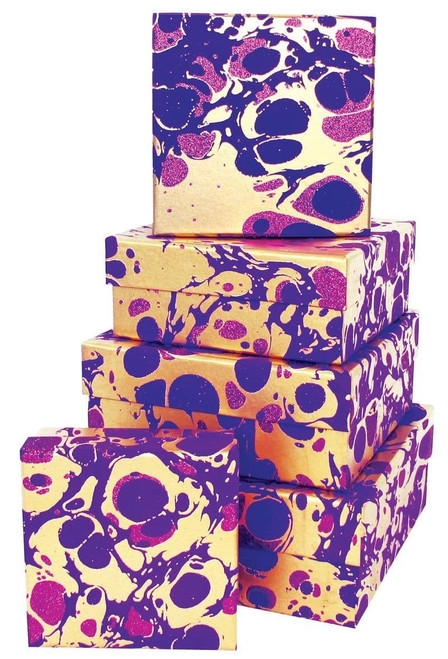Box Nest - Glitter Marble Purple Square Set 5