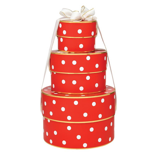 Nested Paper Gift Box Set - White + Dots - Set of 3