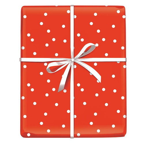 Wrapping Paper - Red + White Dots - 10ft