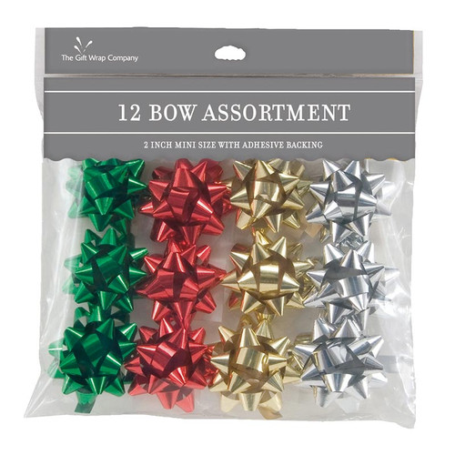 12 Mini Bow Assortment - Metallic