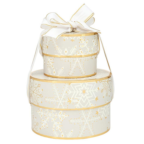 Nested Paper Gift Box Set - Snowflakes - Set of 2
