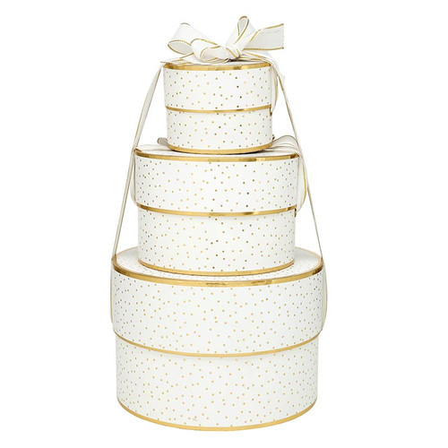 Nested Paper Gift Box Set - Gold Dot - Set of 3