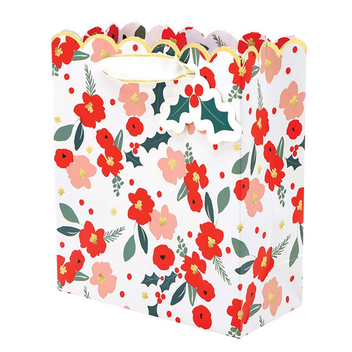 Small Gift Bag - Red Christmas Floral