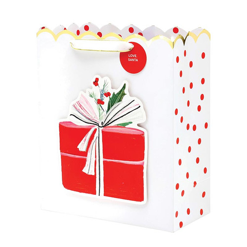 Large Gift Bag - Red Present+Dots