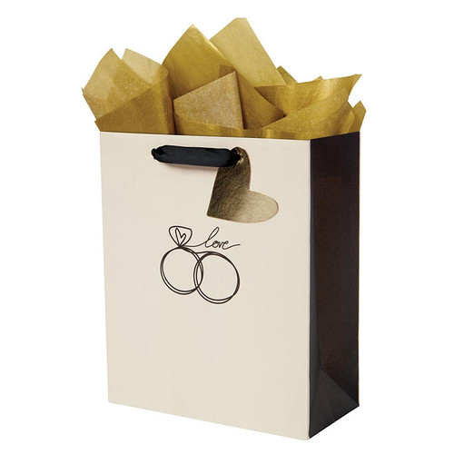 Black and Creme Rings Gift Bag - Medium
