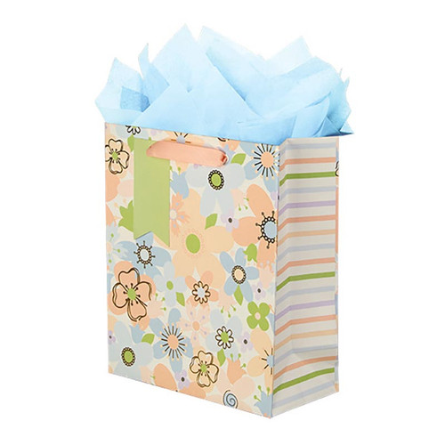 Neutral Flower Gift Bag - Medium