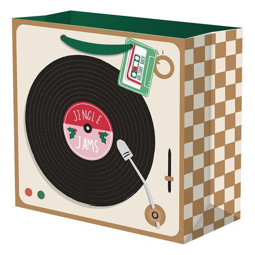 Holiday Jam Session Stripe Gift Bag - Medium Square