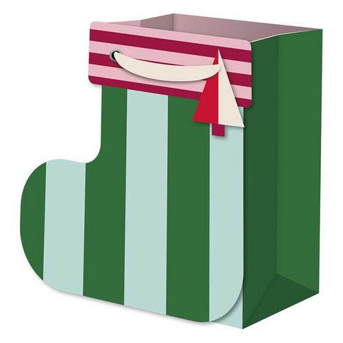 Seeing Stripes Green Stocking Gift Bag - Medium