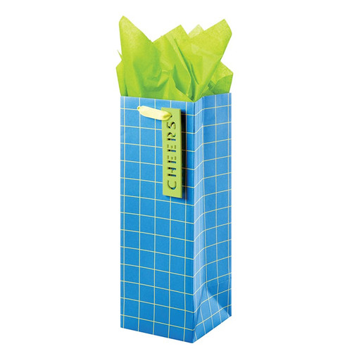 Grid and Checkerboard Gift Bag - Bottle