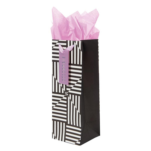 Mod Textile Black Gift Bag - Bottle