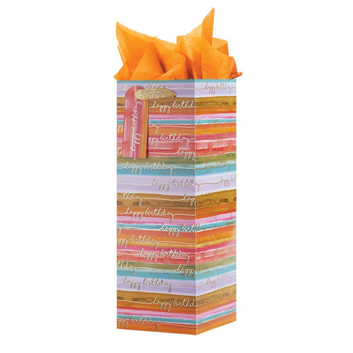 Happy Stripes Gift Bag - bottle