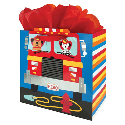 Fire Truck Gift Bag - Large Square