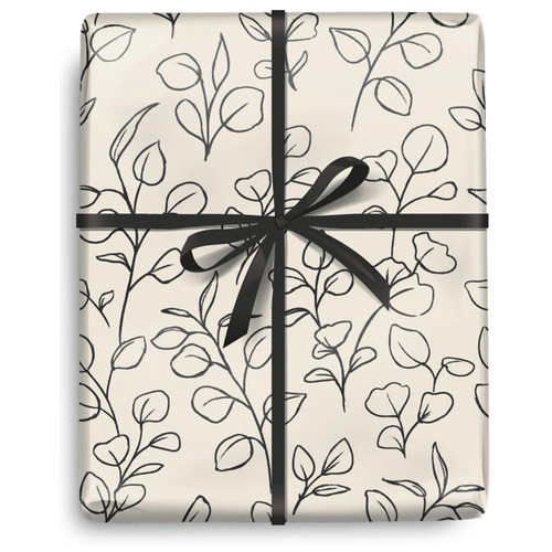 Black and Creme Botanical Wrapping Paper - 5FT