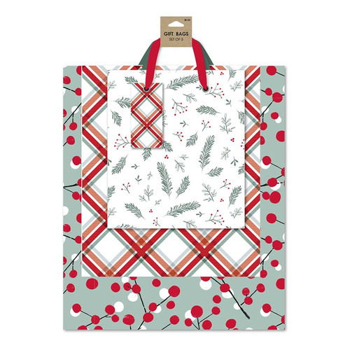 Frosted Berry Gift Bag (3CT) - Square