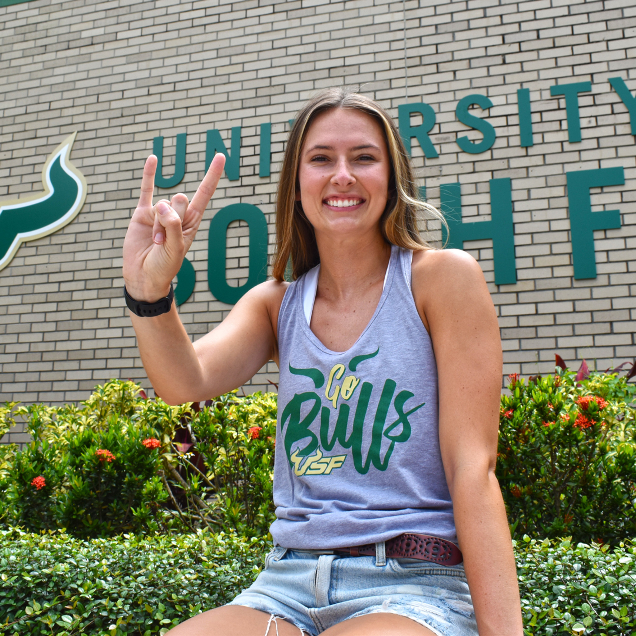 USF Ladies Go Bulls Heather Grey Tank Top - South Florida Strong