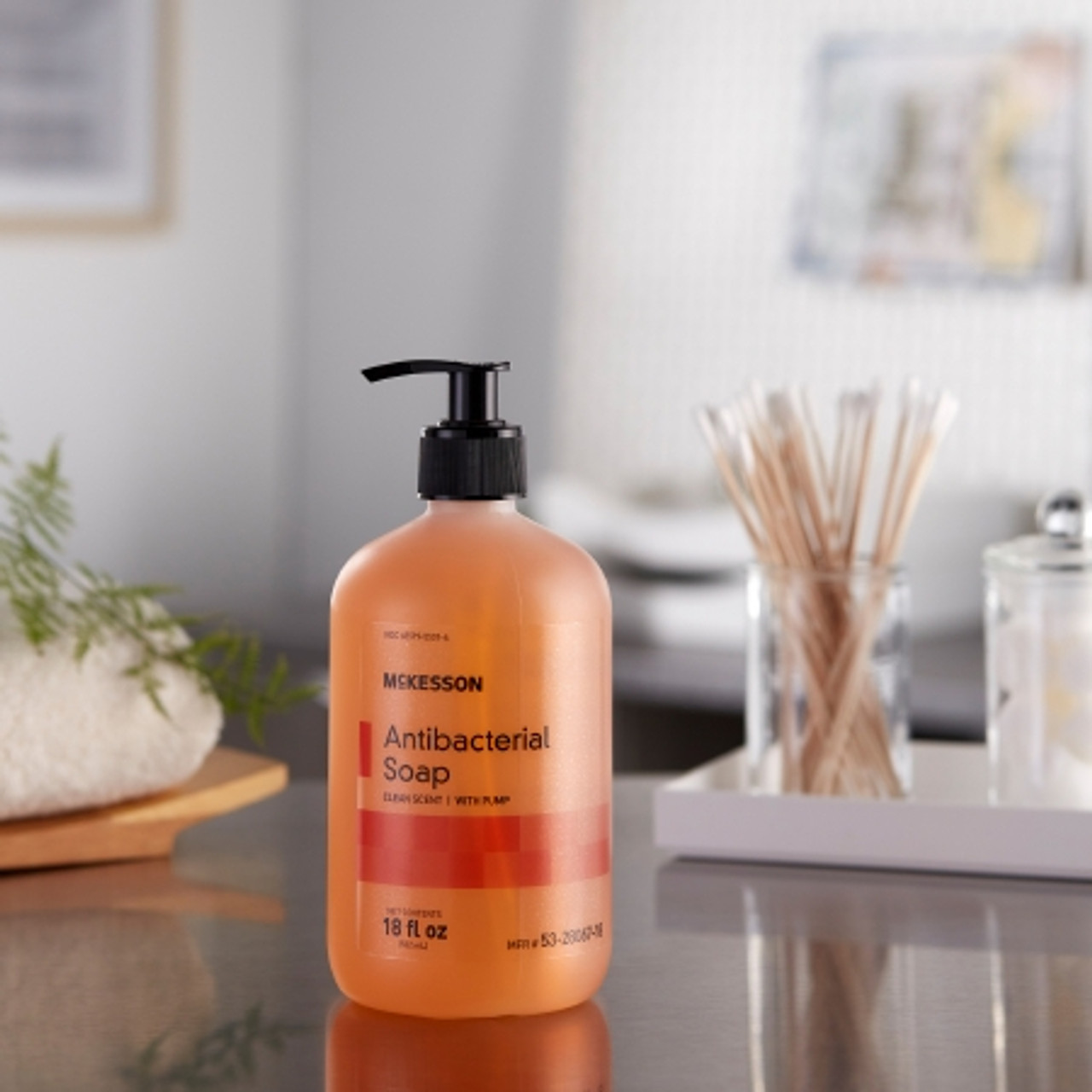 McKesson Antibacterial Soap Liquid 18 oz. Pump Bottle Clean Scent McKesson Antibacterial Soap Liquid 18 oz. Pump Bottle Clean Scent