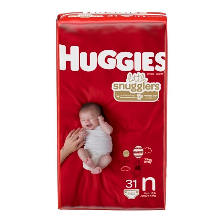 Diaper, Huggies Little Snugglers Jumbo Newborn (31/pk 4pk/cs Pk - 31